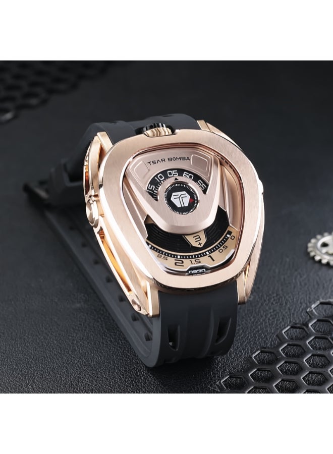 TSAR BOMBA Men's Rubber Automatic Watch TB8213ASET-07 - 44x52 mm - Image 5